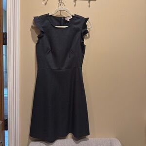 LOFT Black Mini Dress with Ruffle Sleeves